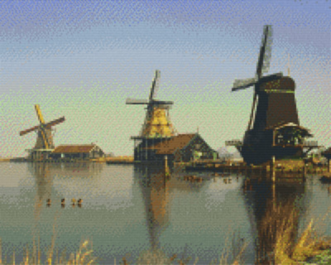 Windmills Sixteen [16] Baseplate PixelHobby Mini-mosaic Art Kit image 0